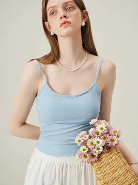 Women's Bra Knit Camisole Tank Top 92.3% Summer New White Vest Tank Top