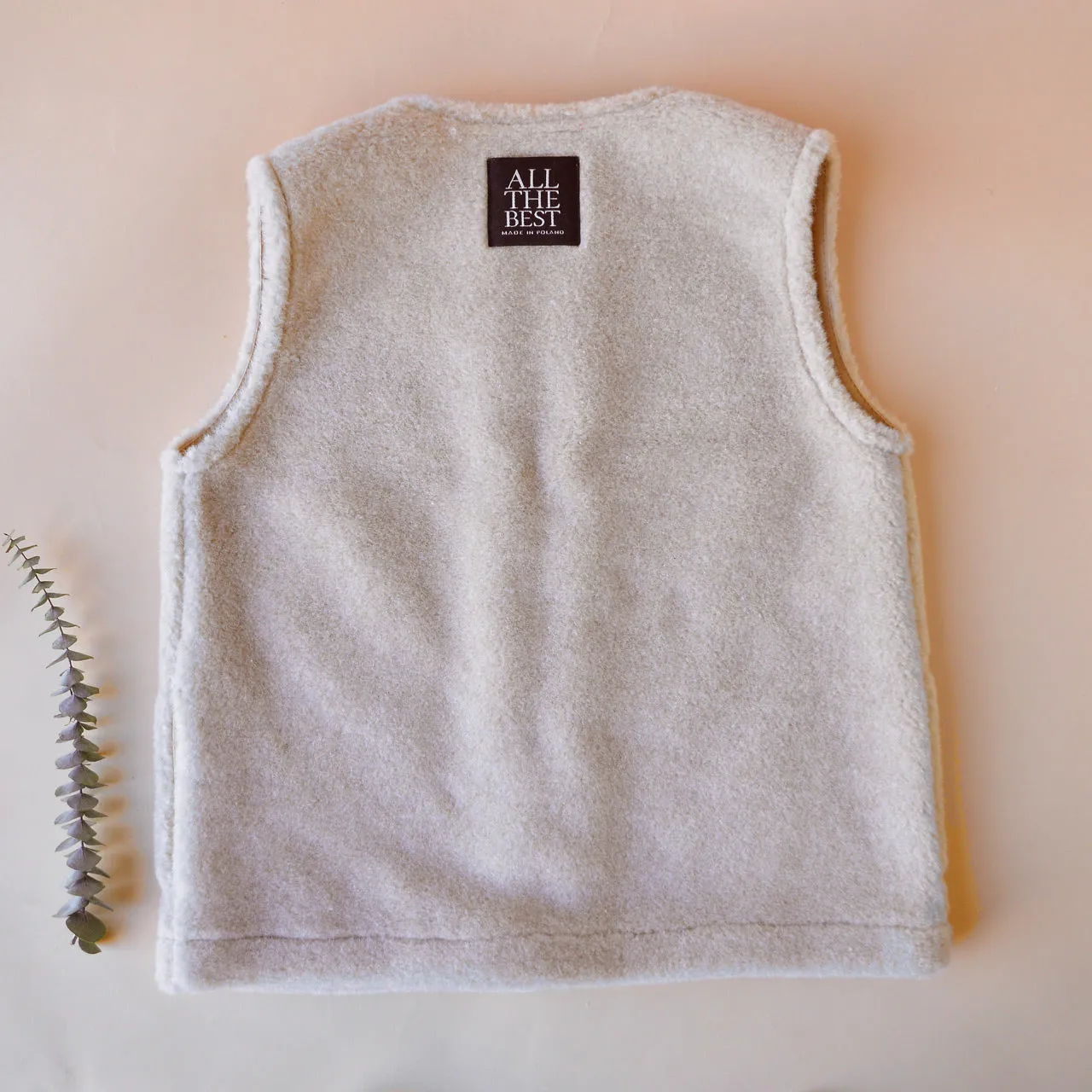 Women's Fleece Vest - 100% Wool - Beige