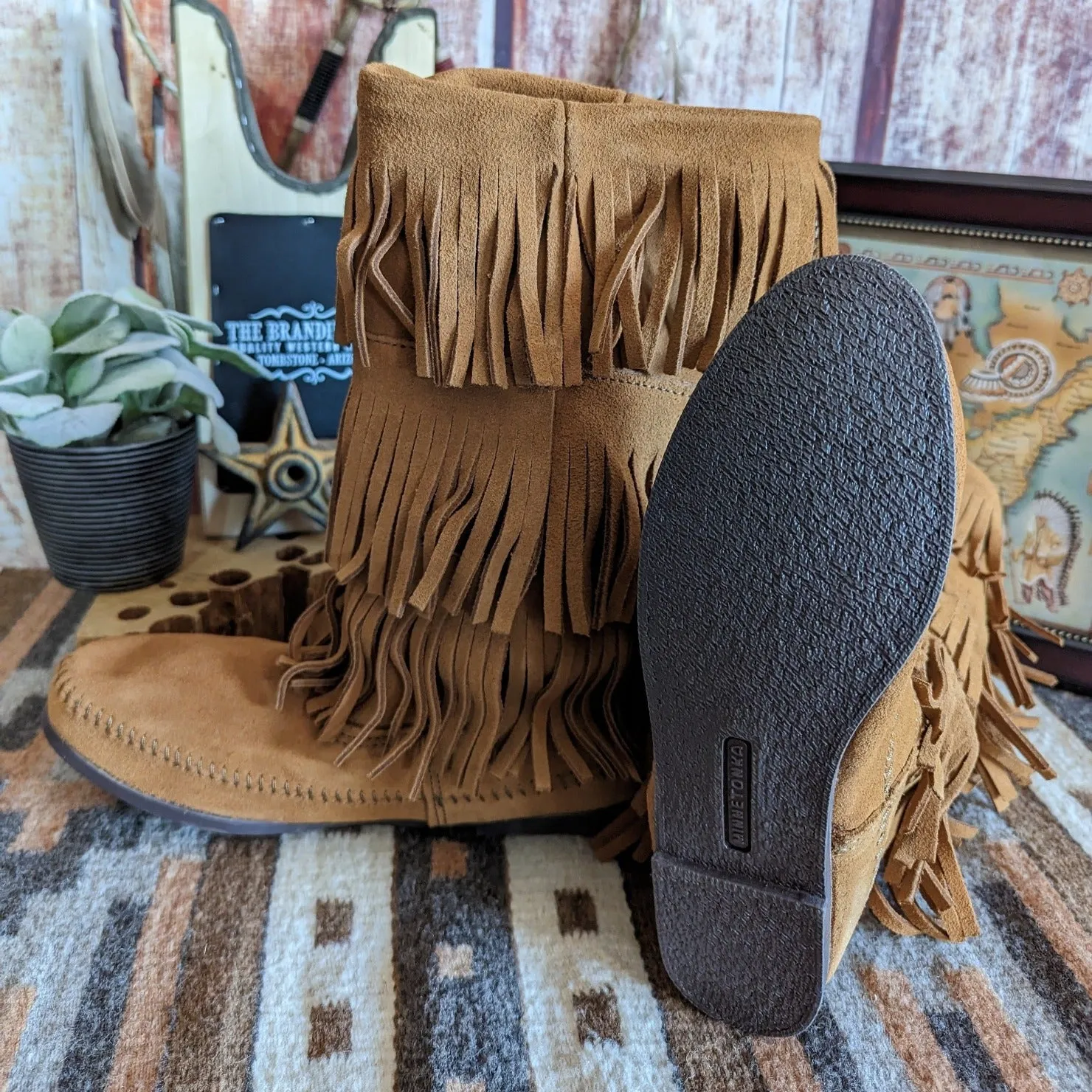 Women's Fringe Moccasin Boots  by Minnetonka 1632