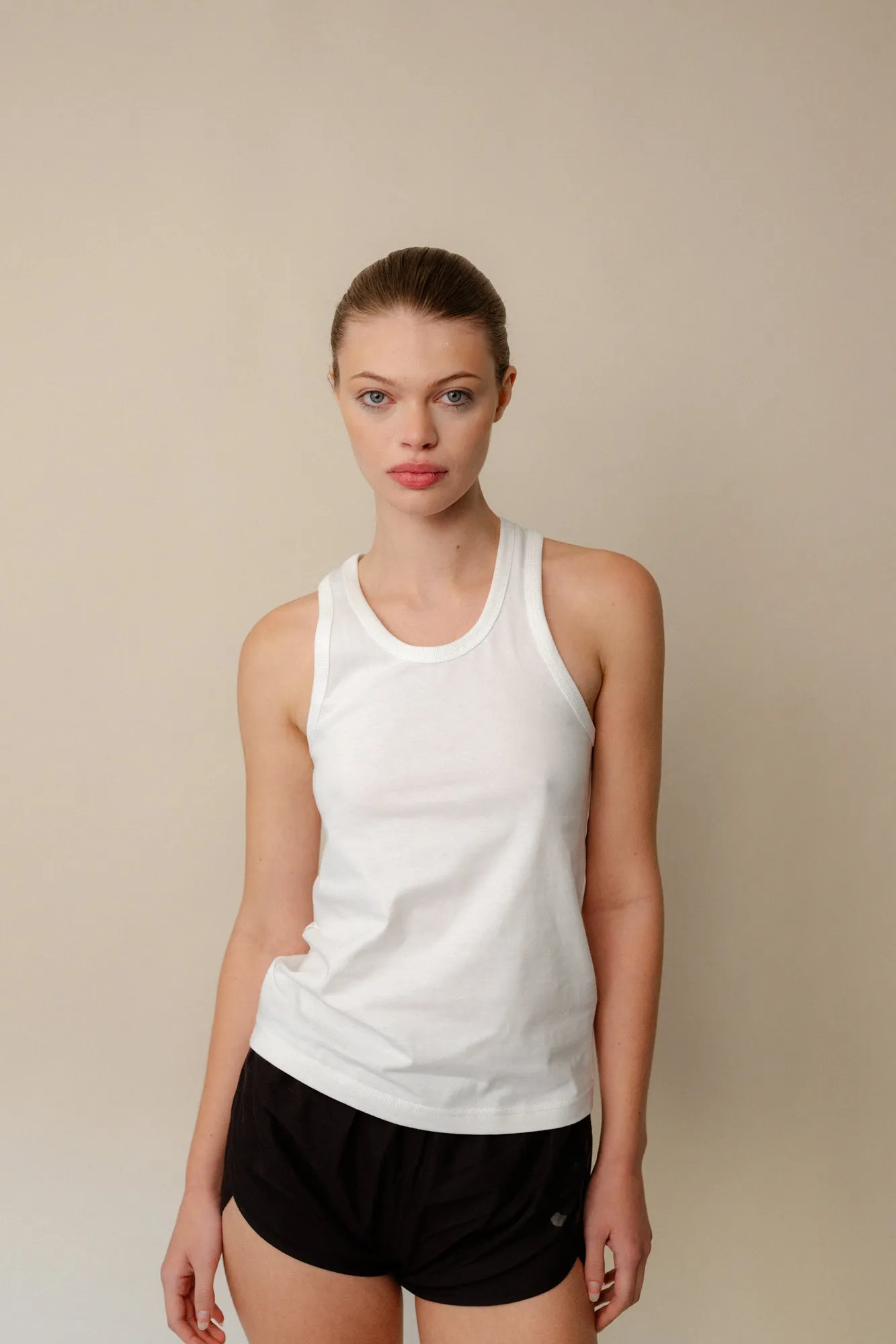 Womens Racer Back Vest Plastic Free - White