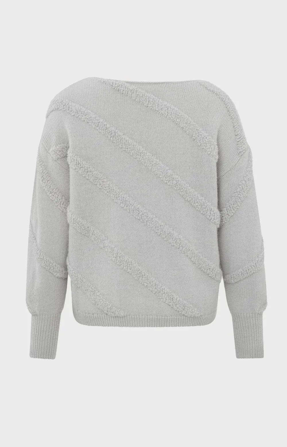 Yaya Boatneck Jumper Diagonal Tufts Sky Grey