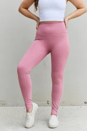 Zenana Fit For You High Waist Active Leggings in Light Rose